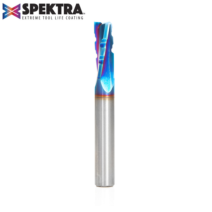 46151-K Solid Carbide CNC Spektra™ Extreme Tool Life Coated Spiral Phenolic, Resin and Composite with Chipbreaker 3/8 Dia x 1 x 3/8 Shank x 3 Inch Long Slow Helix Up-Cut Router Bit