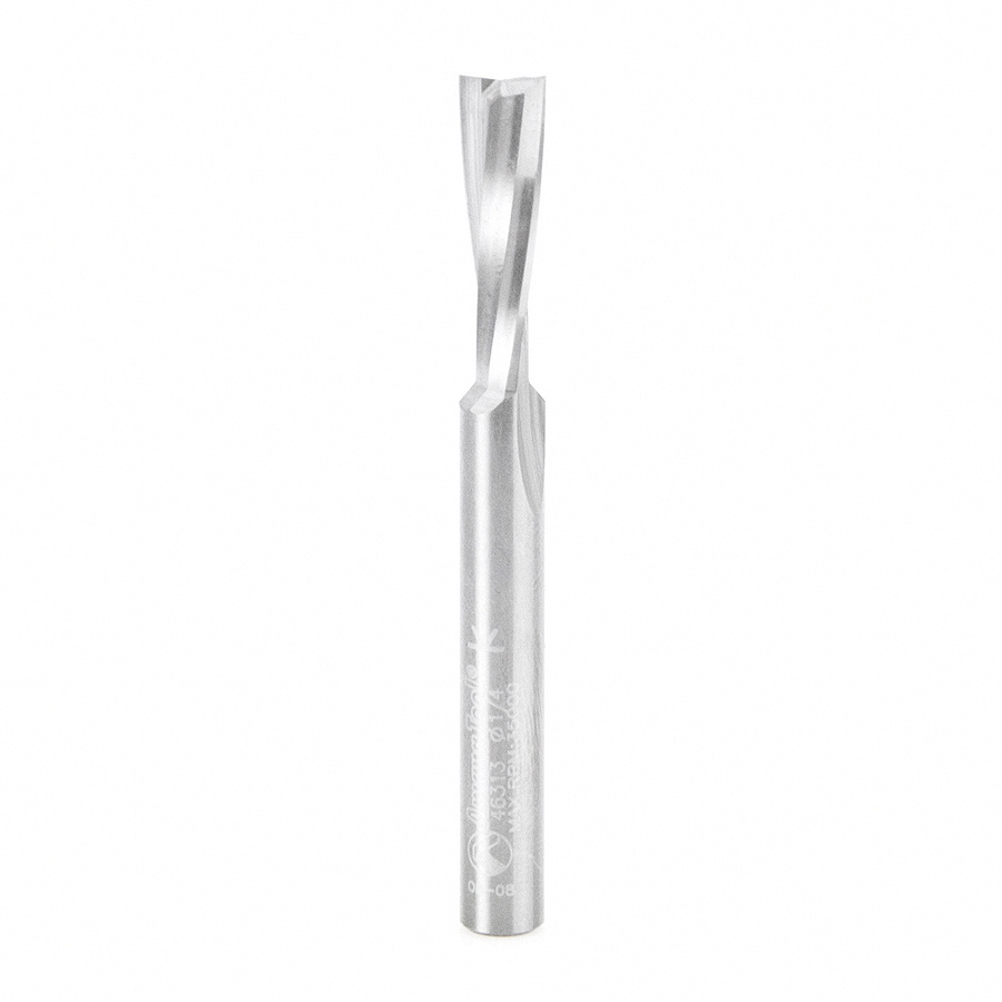 46313 Solid Carbide Slow Spiral O Flute Acrylic Cutting 1/4 Dia x 3/4 x 1/4 Inch Shank Up-Cut Router Bit