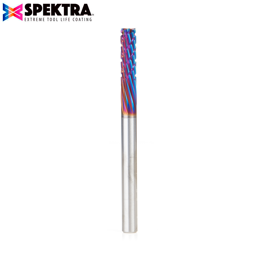 48452-K Solid Carbide CNC Spektra™ Extreme Tool Life Coated Spiral Carbon Graphite & Carbon Fiber Panel Cutting 6mm Dia x 19mm x 6mm Shank x 75mm Long Down-Cut Router Bit