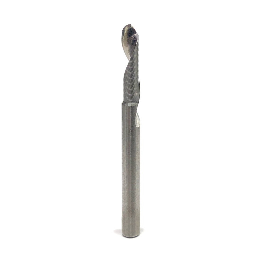 51814 Solid Carbide CNC Spiral ‘O’ Flute Ball Nose, Plastic Cutting 1/8 Dia x 1/2 x 1/8 Shank Up-Cut Design Router Bit