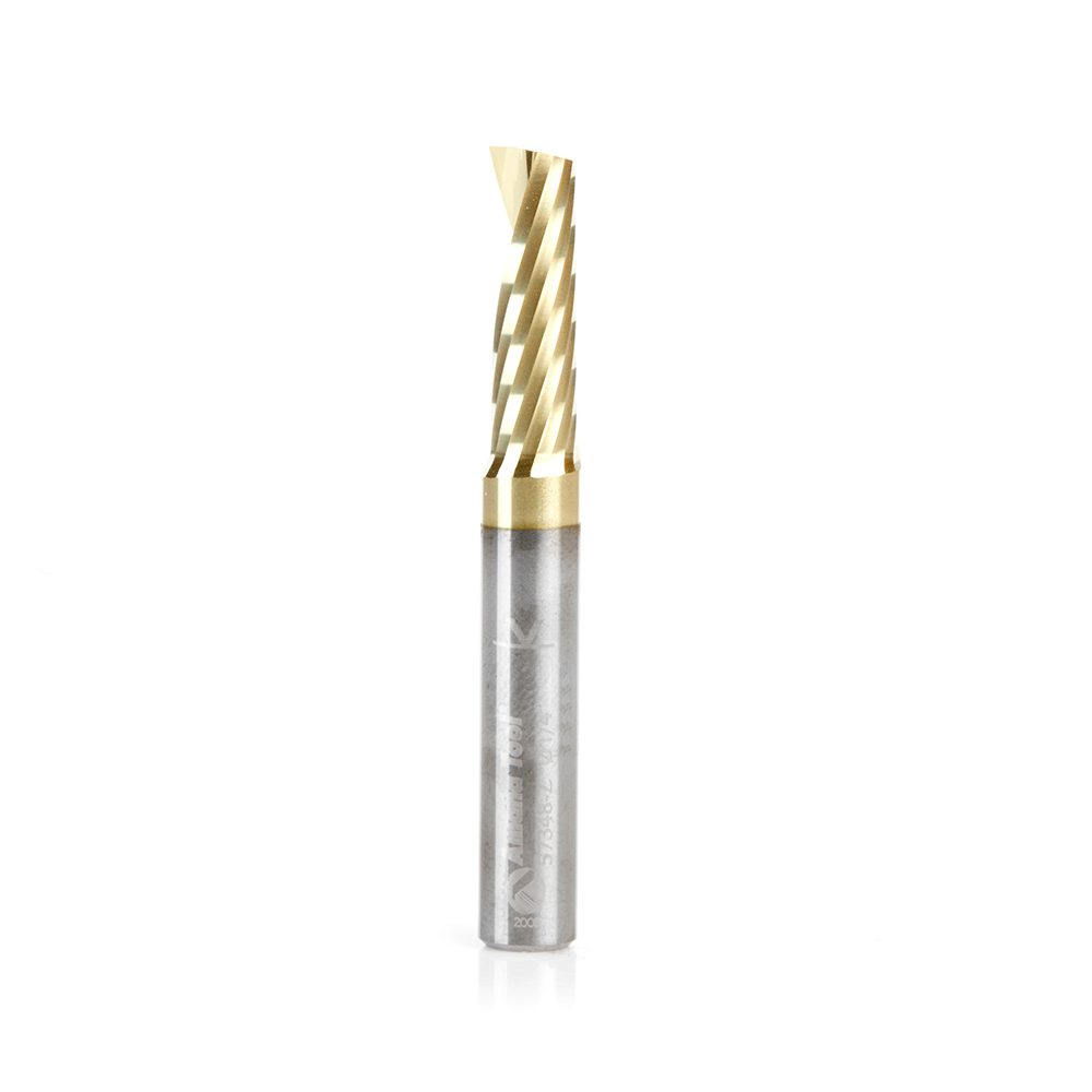 57348-Z Solid Carbide CNC Spiral ‘O’ Flute, Aluminum Cutting for Improved Surface Finish 1/4 Dia x 3/4 x 1/4 Shank Up-Cut ZrN Coated Router Bit