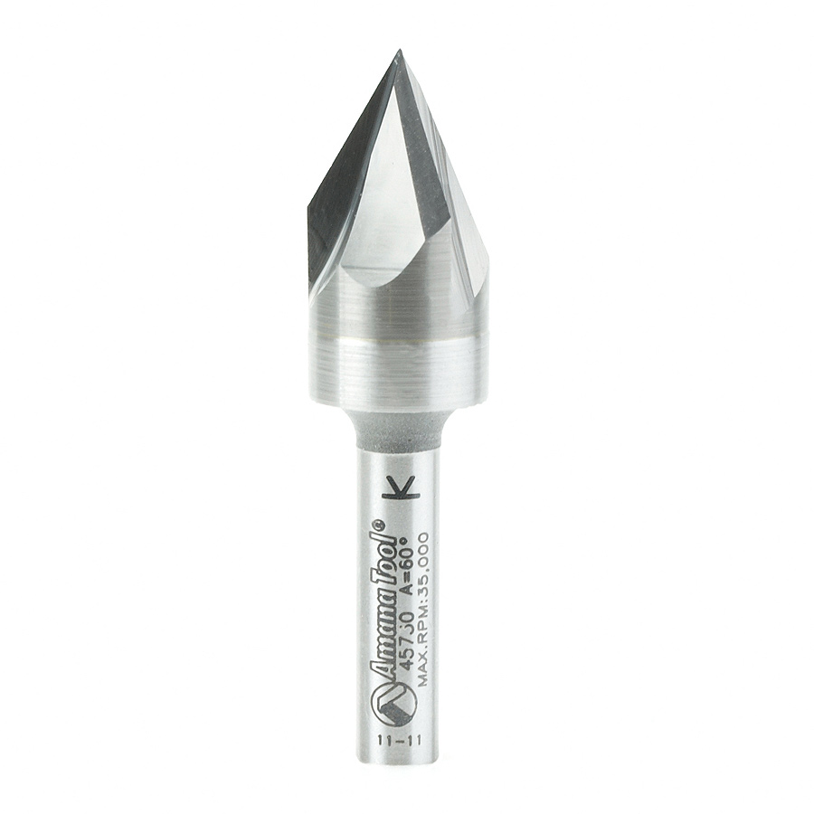 45730 Solid Carbide V-Groove Signmaking & Lettering 60 Deg x 9/16 Dia x 7/16 x 1/4 Inch Shank
