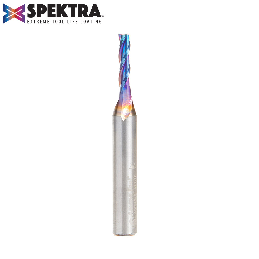 46001-K Solid Carbide Spektra™ Extreme Tool Life Coated Spiral Plunge 1/8 Dia x 1/2 x 1/4 Inch Shank Up-Cut, 3-Flute