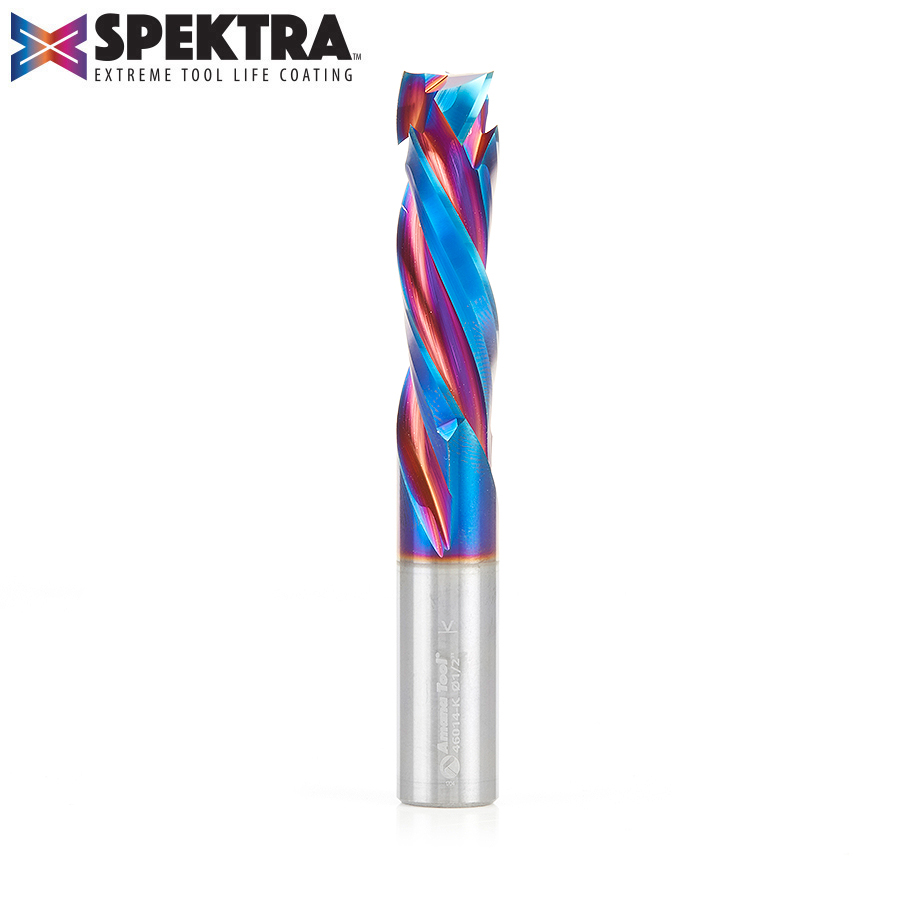 46014-K CNC Solid Carbide Spektra™ Extreme Tool Life Coated Compression Spiral 3 Flute x 1/2 Dia x 1-5/8 x 1/2 Inch Shank