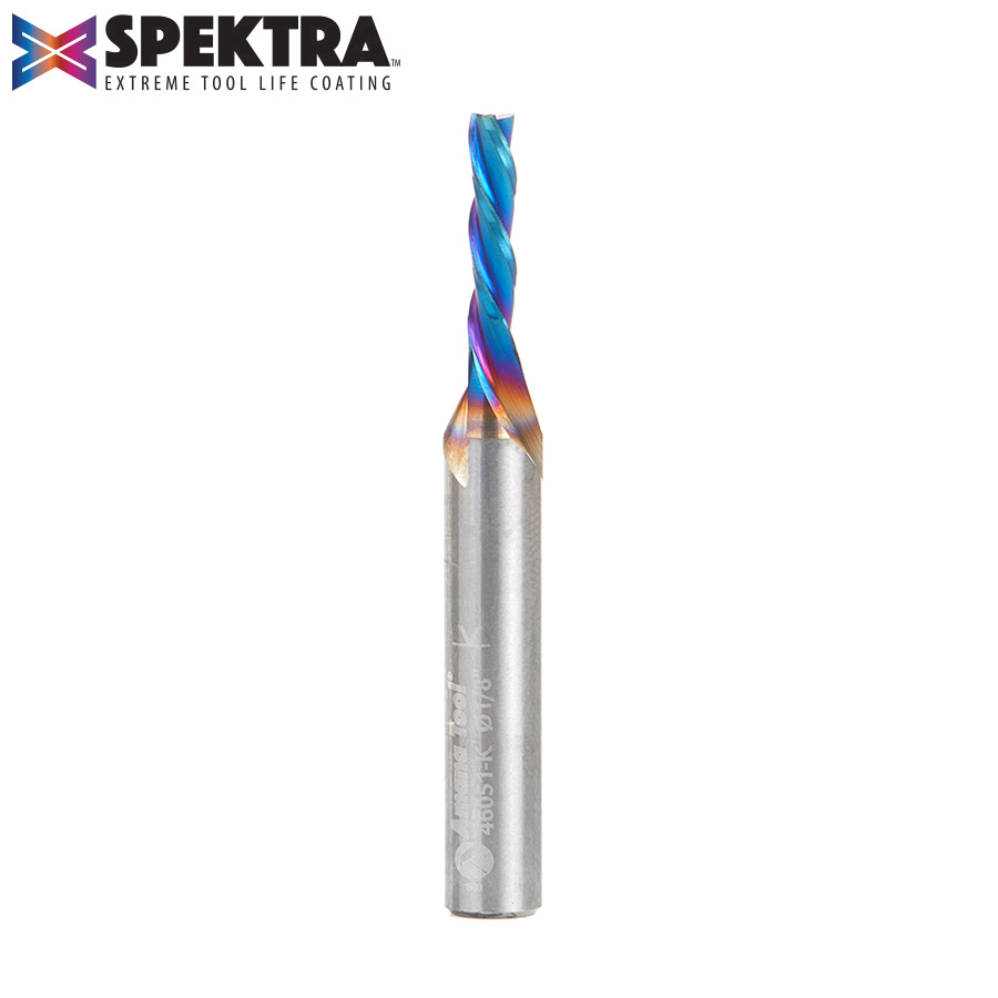 46051-K Solid Carbide Spektra™ Extreme Tool Life Coated Spiral Plunge 1/8 Dia x 1/2 x 1/4 Inch Shank Down-Cut, 3-Flute