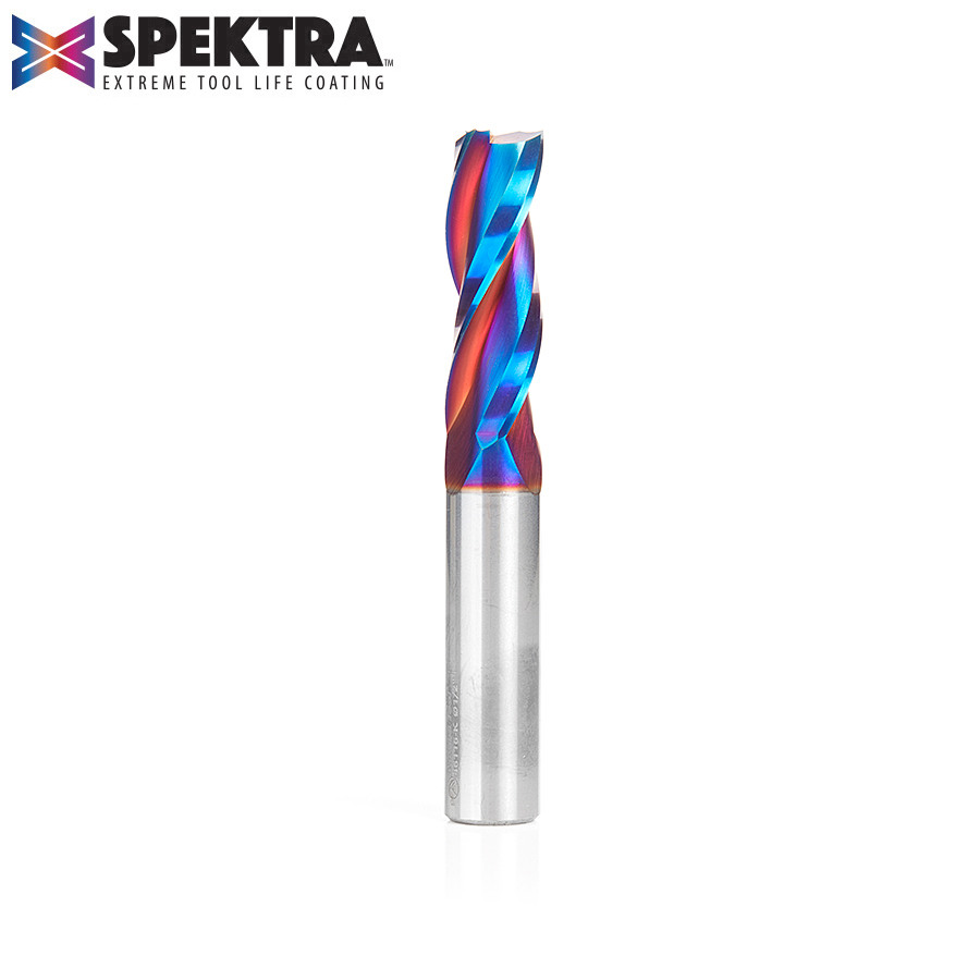 46116-K Solid Carbide Spektra™ Extreme Tool Life Coated Spiral Plunge 1/2 Dia x 1-1/2 x 1/2 Inch Shank Up-Cut, 3-Flute