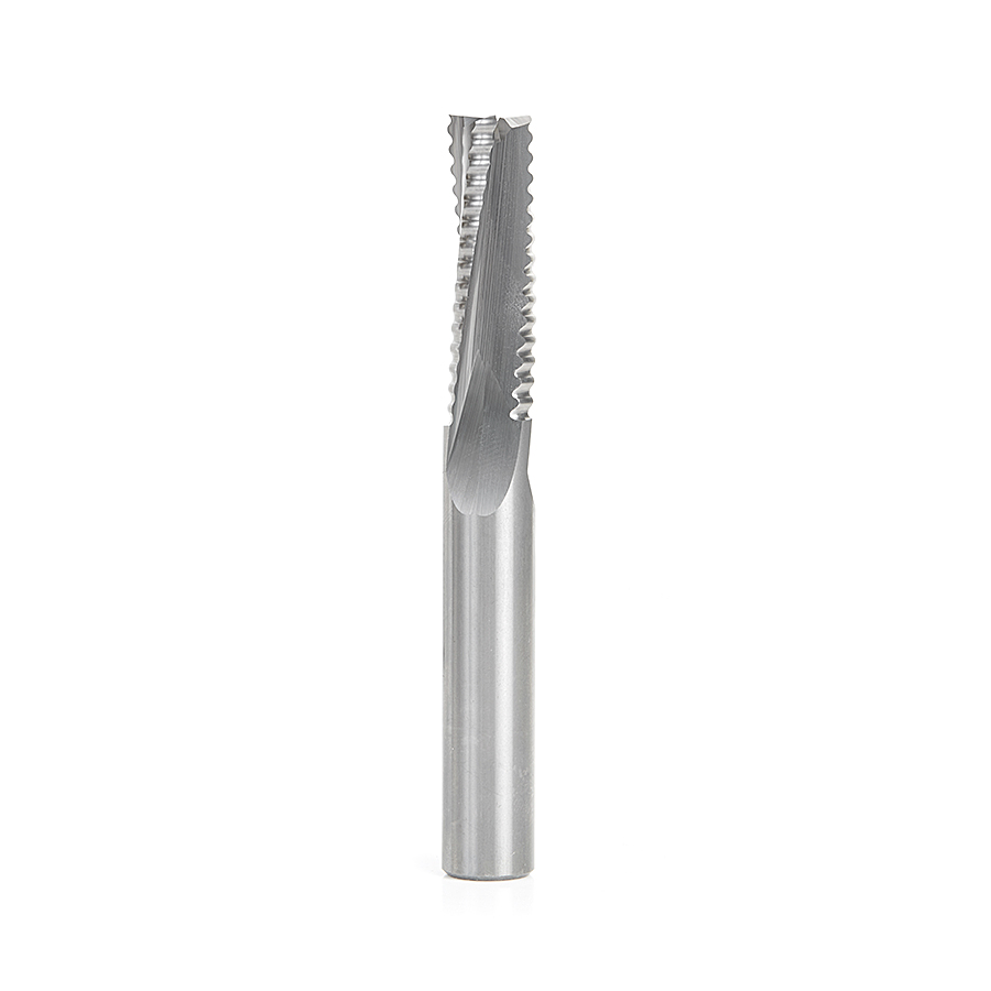 46124 CNC Solid Carbide Roughing Spiral 3 Flute Chipbreaker 1/2 Dia x 1-5/8 x 1/2 Inch Shank Up-Cut Router Bit