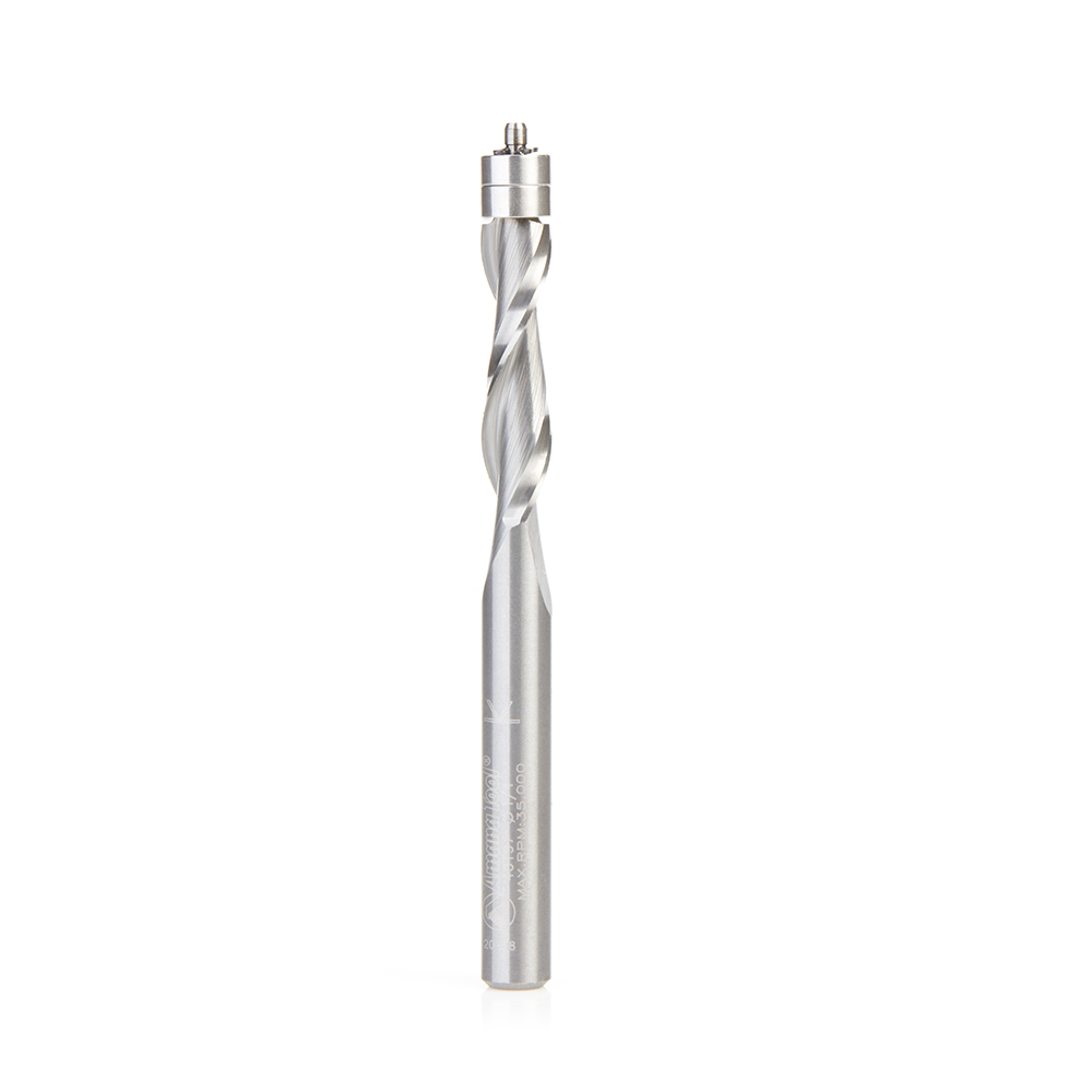 46197 Solid Carbide UltraTrim Spiral 1/4 Dia x 1 Inch x 1/4 Shank with Double Ball Bearing Up-Cut