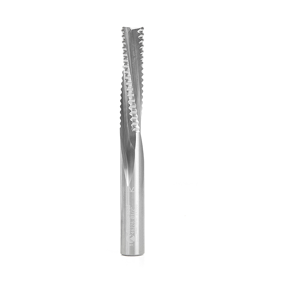 46226 CNC Solid Carbide Roughing Spiral 3 Flute Chipbreaker 1/2 Dia x 2 Inch x 1/2 Shank Down-Cut Router Bit
