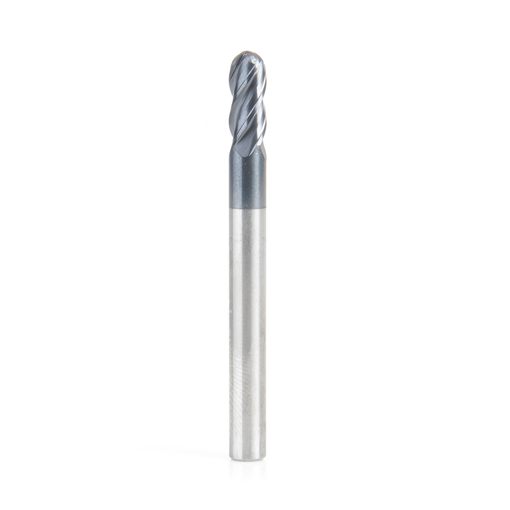 51794 High Performance Solid Carbide CNC Steel, Stainless Steel & Composite Cutting Variable Helix Spiral Ball Nose with AlTiN Coating 4-Flute x 3/16 Dia x 7/16 x 3/16 Shank x 2 Inch Long Up-Cut Router Bit/End Mill