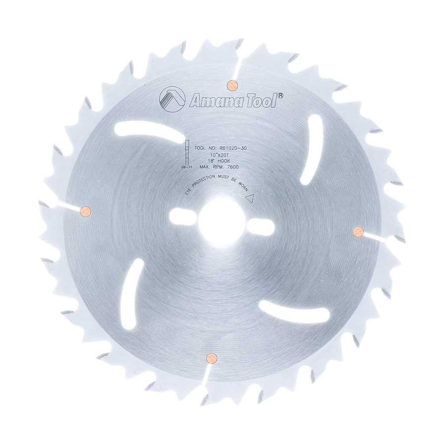 RB1020-30 Carbide Tipped Euro Rip with Cooling Slots 10 Inch Dia x 20T FT, 18 Deg, 30mm Bore