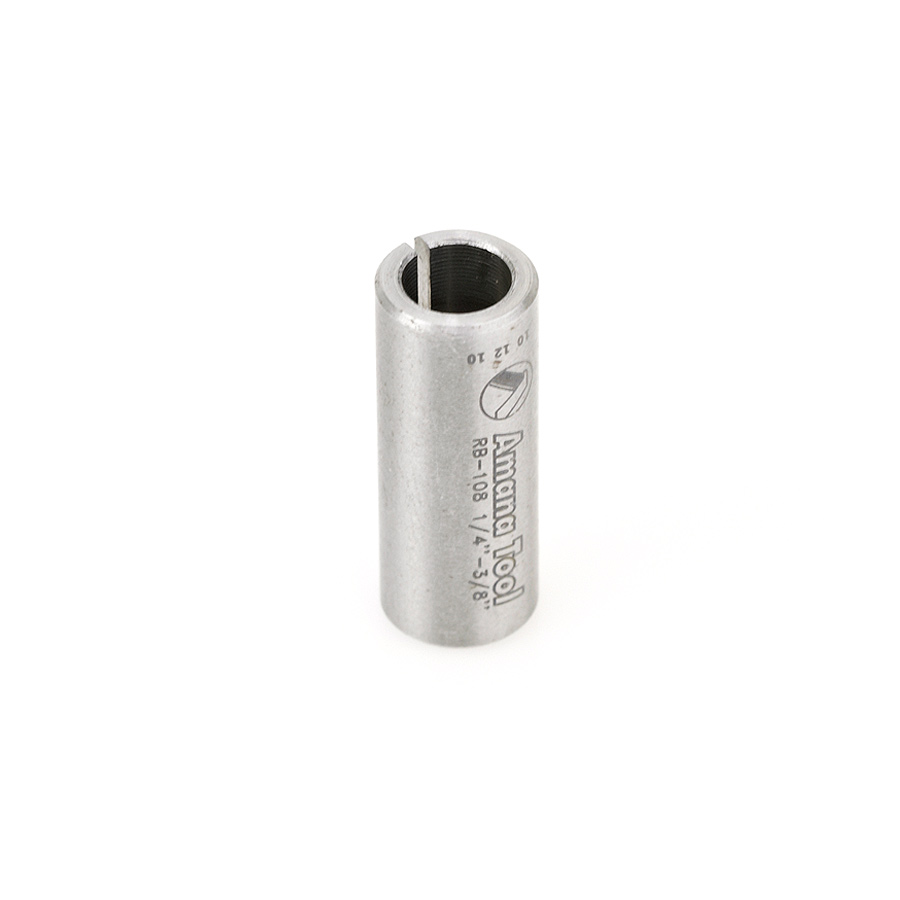 RB-108 High Precision Steel Router Collet Reducer 3/8 Overall Dia x 1/4 Inner Dia x 1 Inch Long