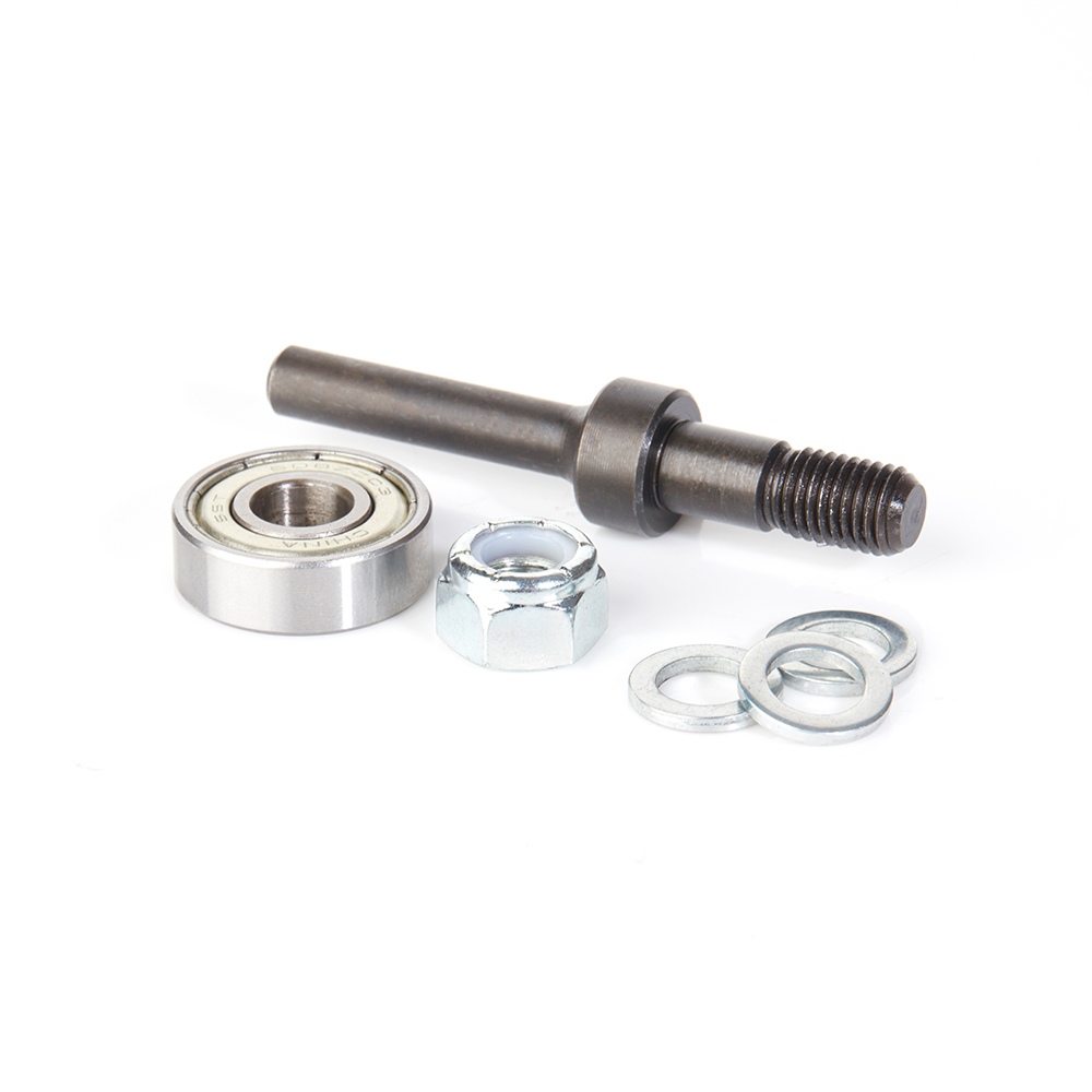 47601 Router Arbor with Hex Nut, Washers and Ball Bearing 5/16-24 NF Dia x 7/8 Height x 1/4 Inch Shank