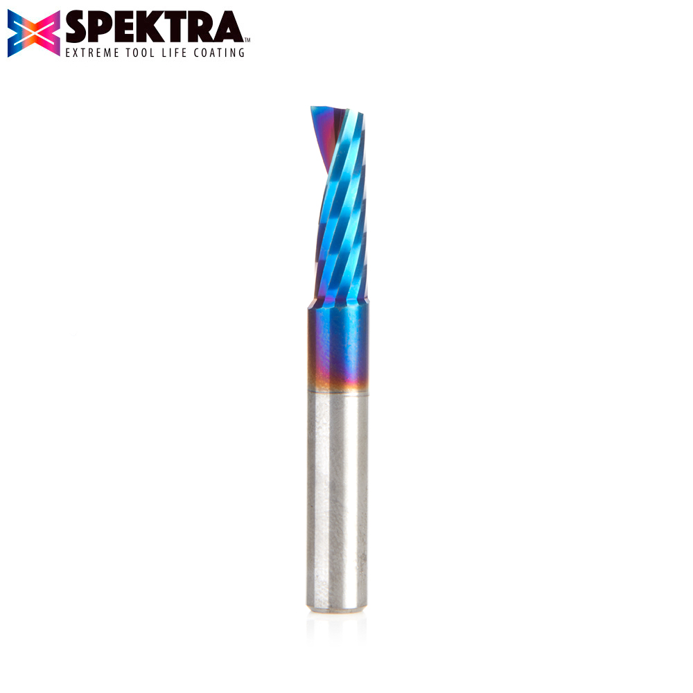 57363-K Solid Carbide CNC Spektra™ Extreme Tool Life Coated Spiral ‘O’ Flute, Plastic Cutting for Improved Surface Finish 1/4 Dia x 3/4 x 1/4 Inch Shank Up-Cut Router Bit