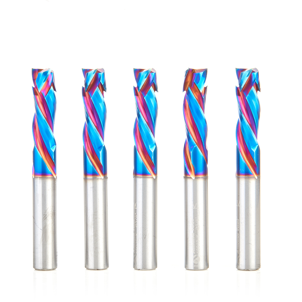 46010-K-5 5 Pack CNC Solid Carbide Spektra™ Extreme Tool Life Coated Compression Spiral 3 Flute x 3/8 Dia x 1-1/8 x 3/8 Shank