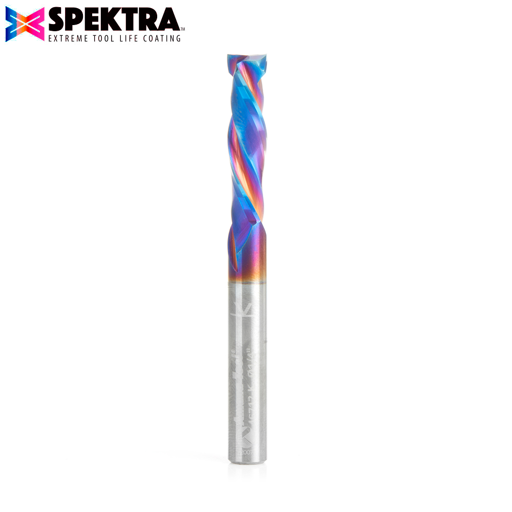46712-K CNC Solid Carbide Spektra™ Extreme Tool Life Coated Mortise Compression Spiral 1/4 Dia x 1 Inch x 1/4 Shank for Baltic Birch Plywood