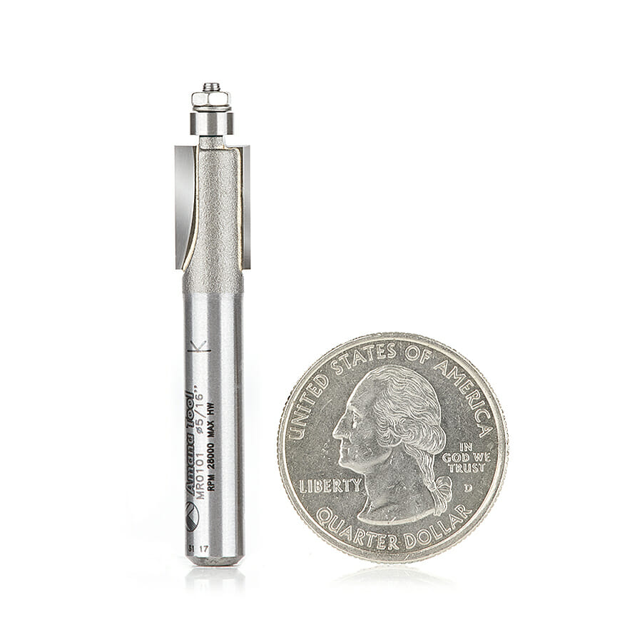 Miniature 5/16 Dia Rabbet with 3/16 Dia Ball Bearing x 1/2 x 1/4 Inch Shank Carbide Tipped Router Bit