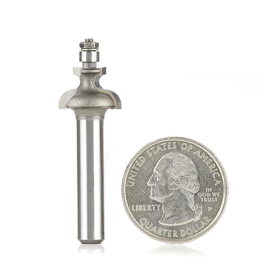 Miniature Edge Molding with 3/16 Dia Ball Bearing x 39/64 Dia x 11/32 x 1/4 Inch Shank Carbide Tipped Router Bit